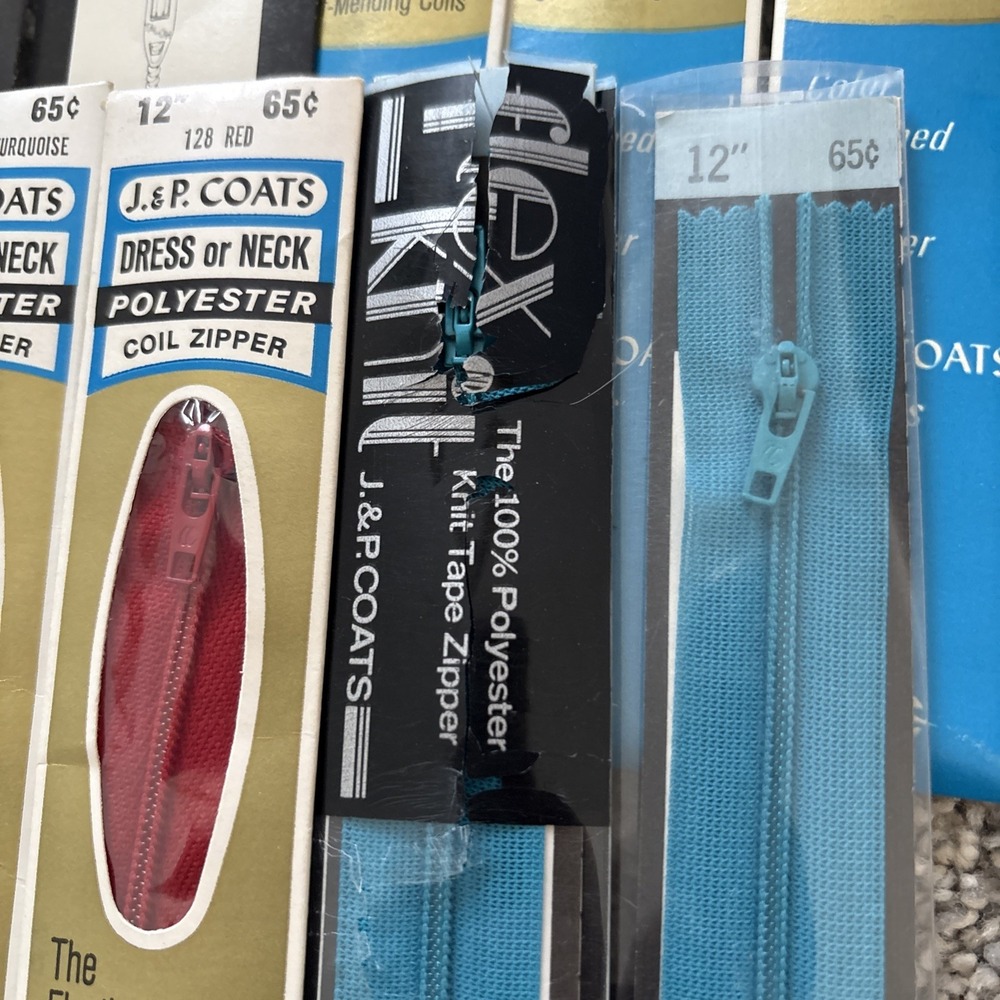 J.P. Coats Nylon Zippers NIP  16"-22" assorted colors lot of 7 - Picture 5 of 7